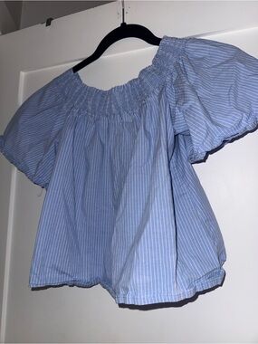 Ripe Blue and White Striped Off-the-Shoulder Top